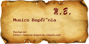 Musics Begónia névjegykártya